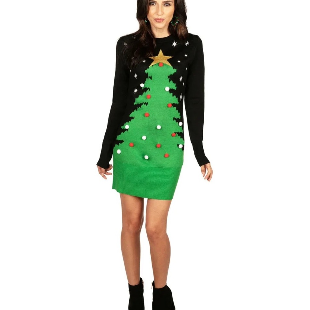 Tipsy Elves Black and Green Christmas Tree Dress